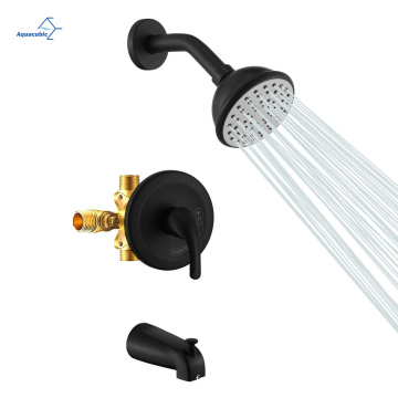 Aquacubic cUPC certified matte black fashion concealed pressure balance shower faucet set